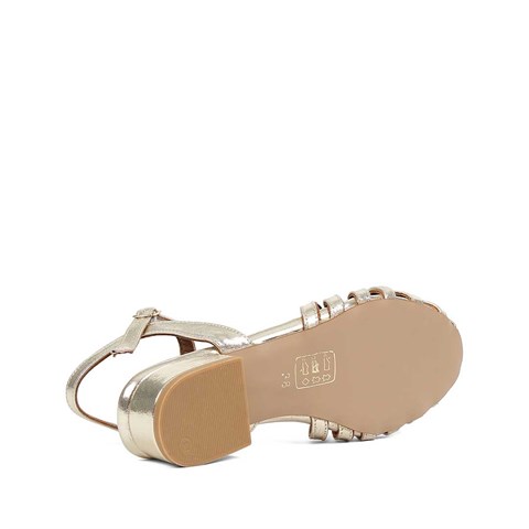 Kadın Altın Bilekten Bantlı Deri Sandalet