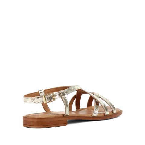 Kadın Altın Bilekten Bantlı Deri Sandalet