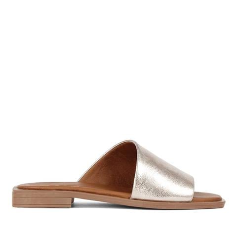 Kadın Altın Deri Terlik