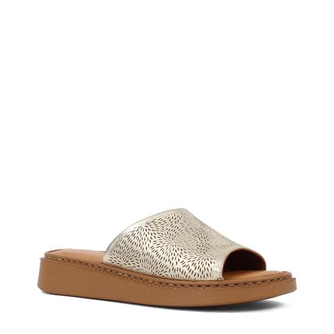 Kadın Altın Deri Terlik