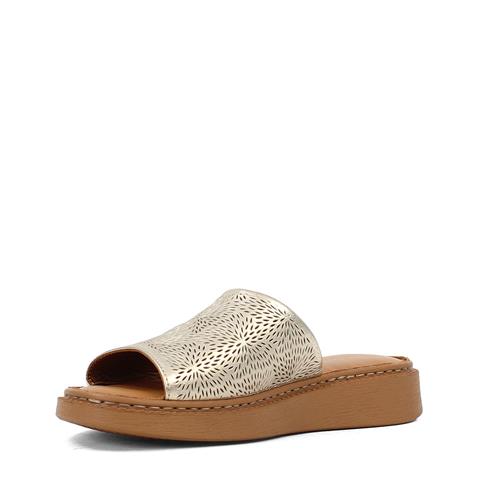 Kadın Altın Deri Terlik