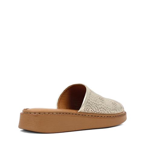 Kadın Altın Deri Terlik