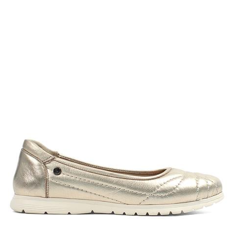 Kadın Altın Dikiş Detaylı Deri Ayakkabı