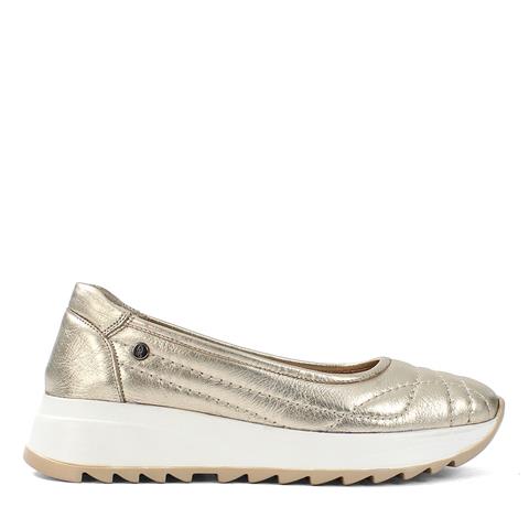 Kadın Altın Dolgu Topuklu Deri Ayakkabı