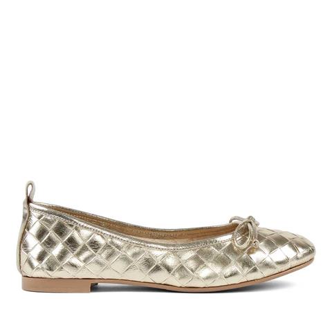 Kadın Altın Fiyonklu Deri Babet