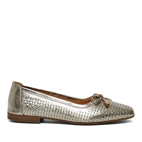 Kadın Altın Fiyonklu Deri Babet