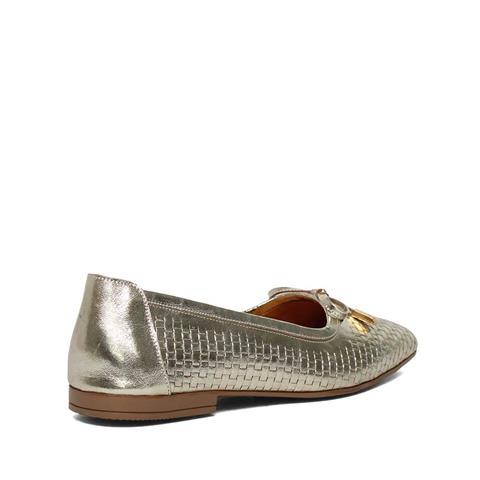 Kadın Altın Fiyonklu Deri Babet