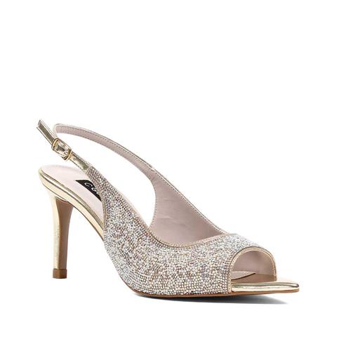 Kadın Altın Taşlı İnce Topuklu Abiye Ayakkabı