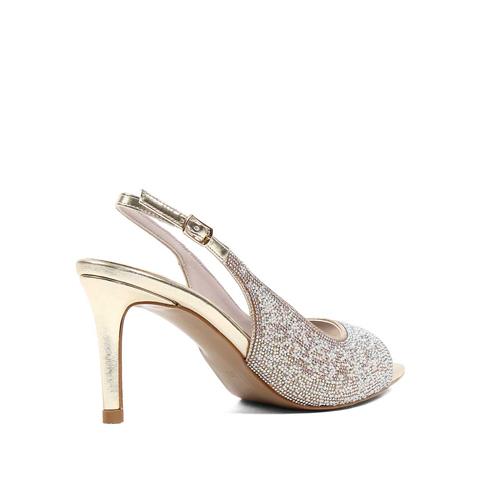 Kadın Altın Taşlı İnce Topuklu Abiye Ayakkabı