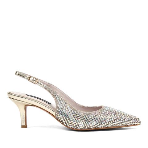 Kadın Altın Taşlı İnce Topuklu Abiye Ayakkabı