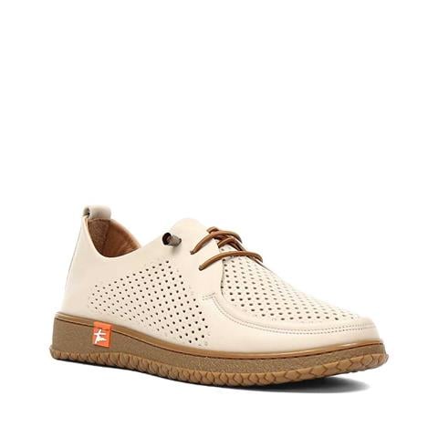 Kadın Bej Bağcıklı Deri Ayakkabı