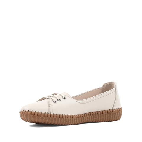 Kadın Bej Bağcıklı Deri Ayakkabı