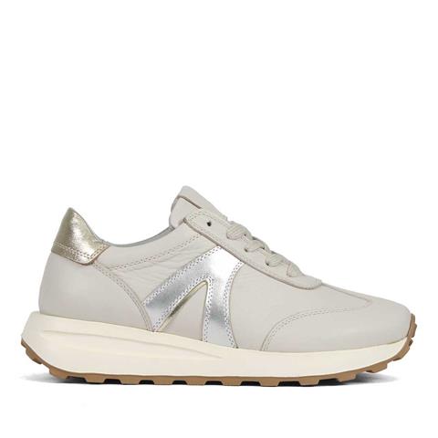 Kadın Bej Bağcıklı Deri Sneaker