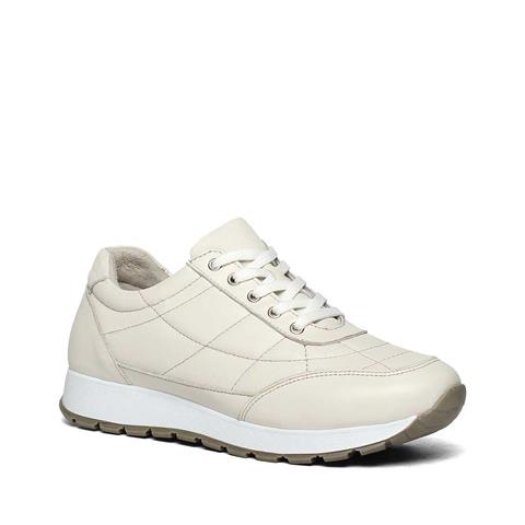 Kadın Bej Bağcıklı Kalın Tabanlı Deri Sneaker