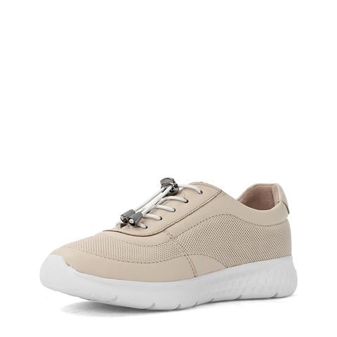 Kadın Bej Bağcıklı Kalın Tabanlı Deri Sneaker