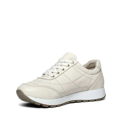 Kadın Bej Bağcıklı Kalın Tabanlı Deri Sneaker