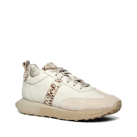 Kadın Bej Bağcıklı Kalın Tabanlı Süet Deri Sneaker