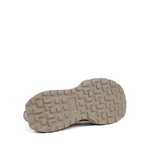 Kadın Bej Bağcıklı Kalın Tabanlı Süet Deri Sneaker