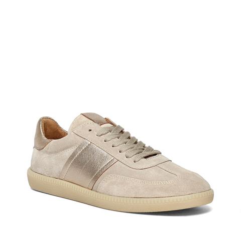 Kadın Bej Bağcıklı Süet Deri Sneaker