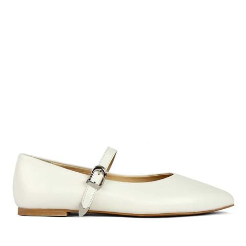 Kadın Bej Bantlı Deri Babet