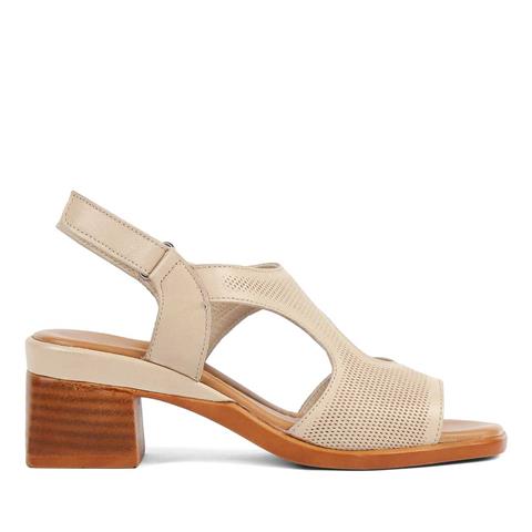 Kadın Bej Bilekten Bantlı Deri Sandalet