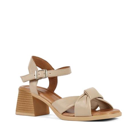Kadın Bej Bilekten Bantlı Deri Sandalet