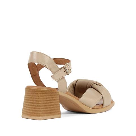Kadın Bej Bilekten Bantlı Deri Sandalet