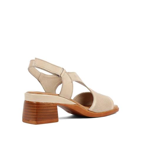 Kadın Bej Bilekten Bantlı Deri Sandalet