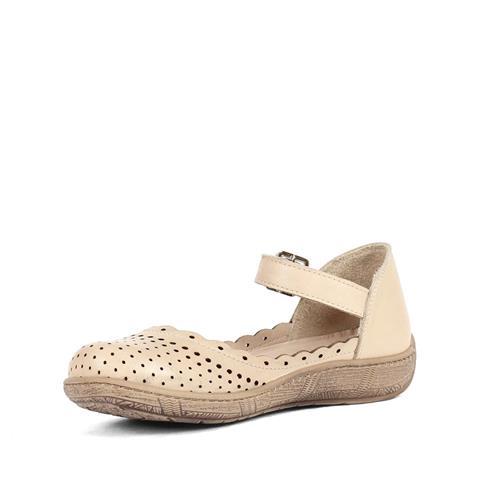 Kadın Bej Bilekten Bantlı Tokalı Deri Ayakkabı