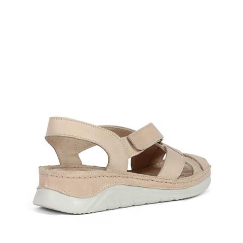 Kadın Bej Bilekten Cırt Cırtlı Gladyatör Sandalet
