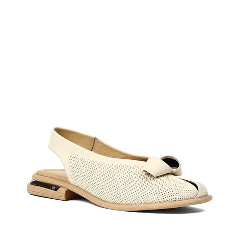 Kadın Bej Bilekten Lastikli Deri Sandalet