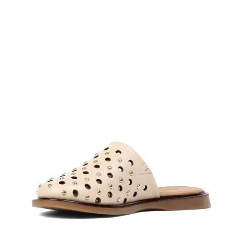 Kadın Bej  Deri Terlik