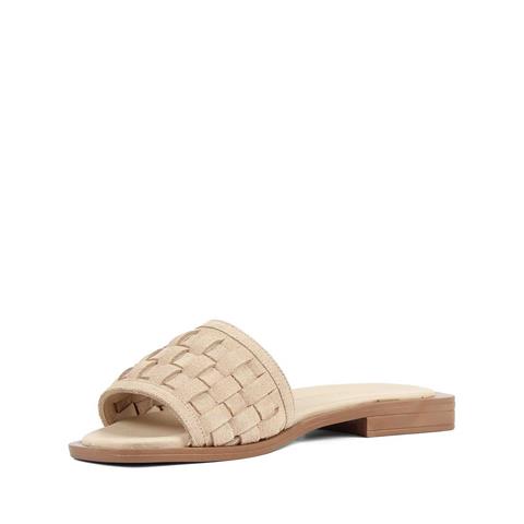 Kadın Bej Desenli Süet Deri Terlik