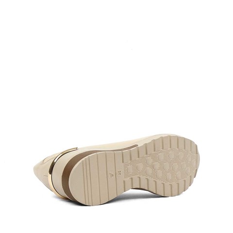 Kadın Bej Dolgu Topuklu Deri Sneaker