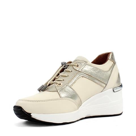 Kadın Bej Dolgu Topuklu Deri Sneaker