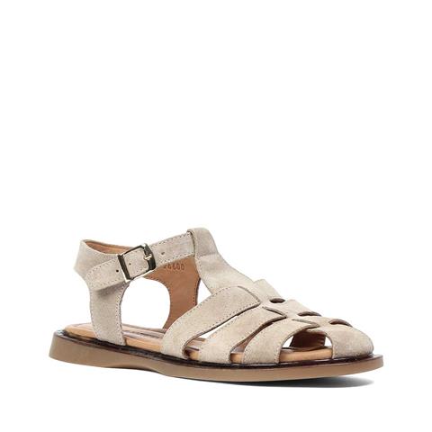 Kadın Bej Gladyatör Süet Deri Sandalet