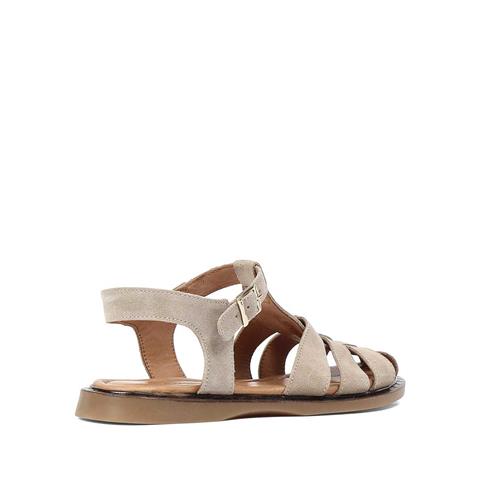 Kadın Bej Gladyatör Süet Deri Sandalet