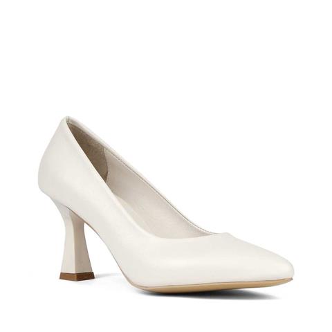 Kadın Bej İnce Topuklu Deri Stiletto