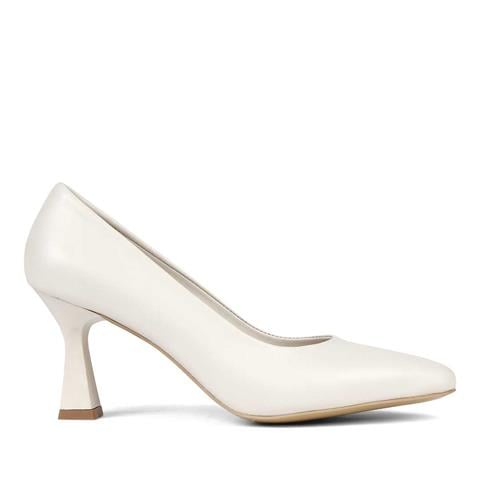 Kadın Bej İnce Topuklu Deri Stiletto