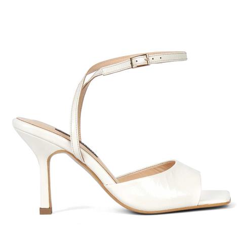 Kadın Bej İnce Topuklu Rugan Deri Ayakkabı