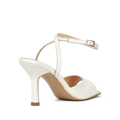 Kadın Bej İnce Topuklu Rugan Deri Ayakkabı