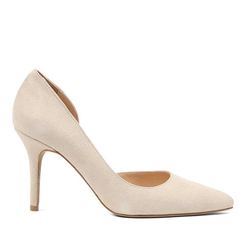 Kadın Bej İnce Topuklu Süet Deri Stiletto