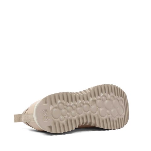 Kadın Bej Kalın Tabanlı Deri Sneaker