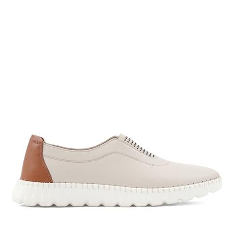 Kadın Bej Lastikli Deri Ayakkabı