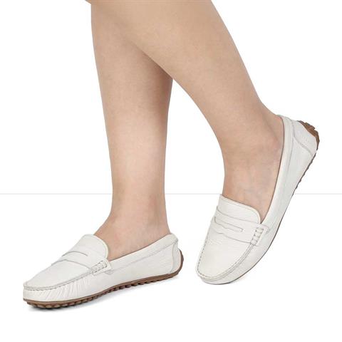 Kadın Bej Nubuk Deri Loafer