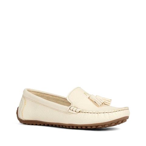 Kadın Bej Püsküllü Deri Loafer