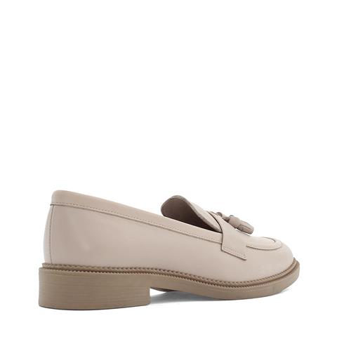 Kadın Bej Püsküllü Deri Loafer