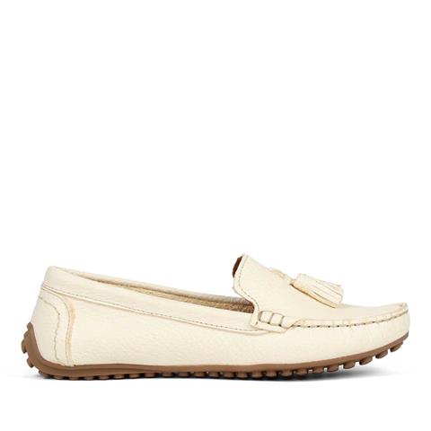 Kadın Bej Püsküllü Deri Loafer