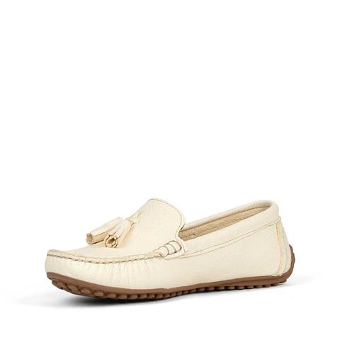 Kadın Bej Püsküllü Deri Loafer