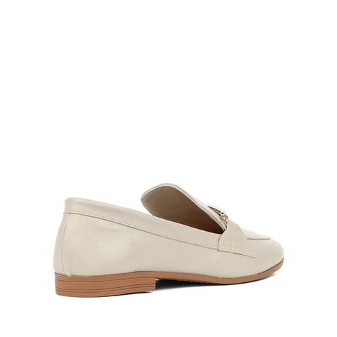 Kadın Bej Tokalı Deri Loafer